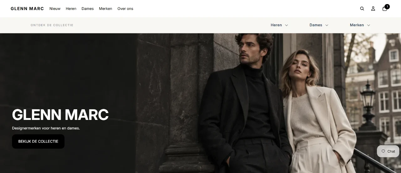 Screenshot van de website Glenn Marc